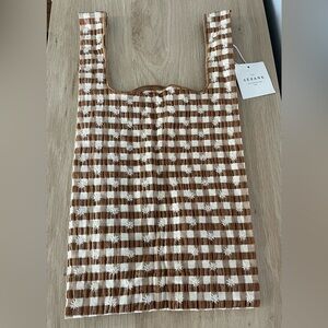 Sézane Brown and White Checkered Tote Bag NWT